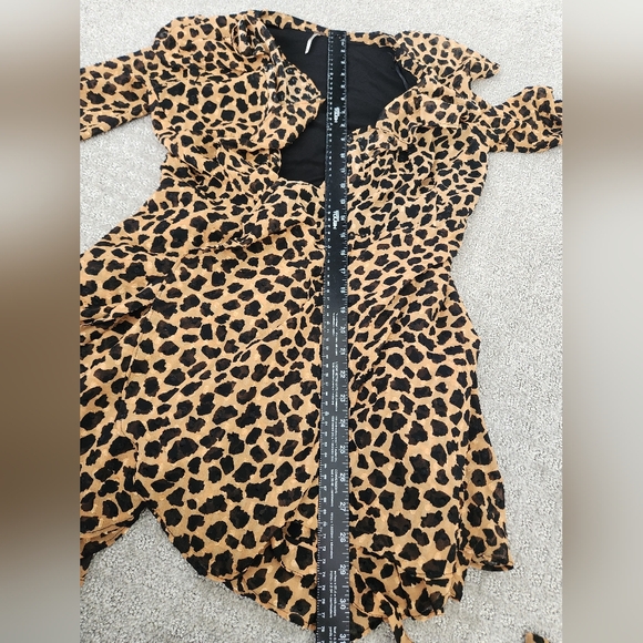Free People Y2K Leopard Print Frenchie Mini Wrap Dress Size XS - Picture 11 of 12